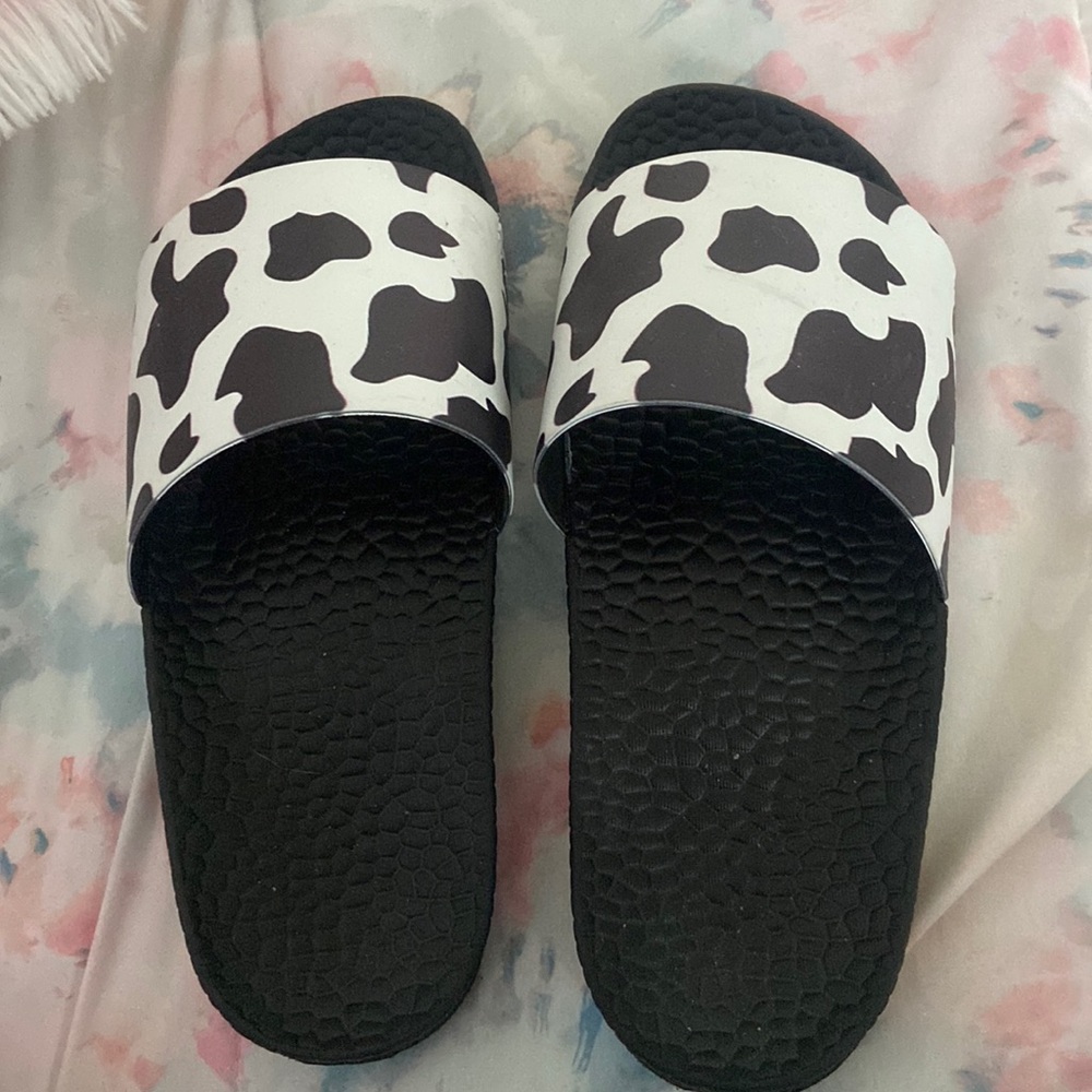 Cow print sandals